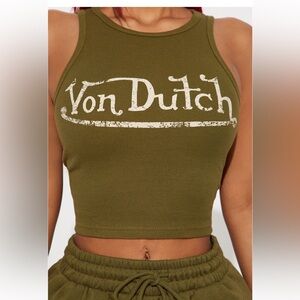 Von Dutch Vintage Tank Top - Olive 1X